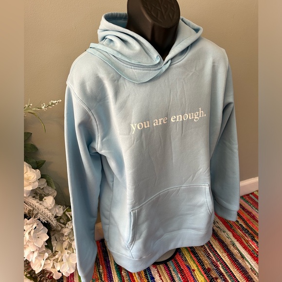 NEW You Are Enough Motivation Hoodie Sweatshirt Dear Person Behind Me Blue XL - Picture 4 of 7